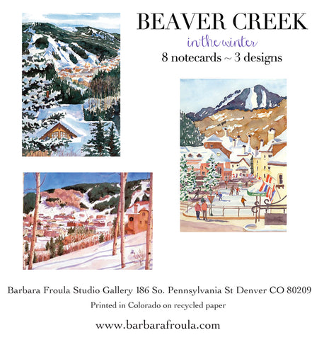 Box of 8 Assorted Winter Beaver Creek notecards