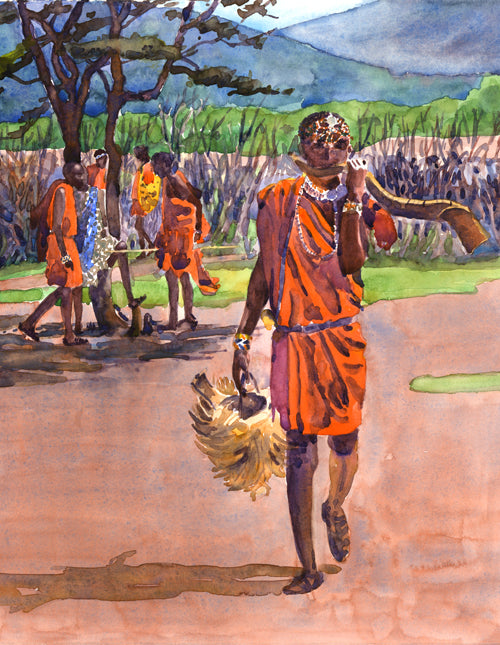 Maasai Warrior with Horn